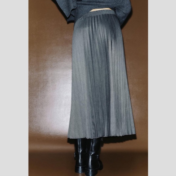 Zara Charcoal Pleated Maxi Skirt - Picture 11 of 11